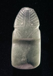 Ave celta de doble aspecto, de Guácimo, área de Línea Vieja (jade verde)